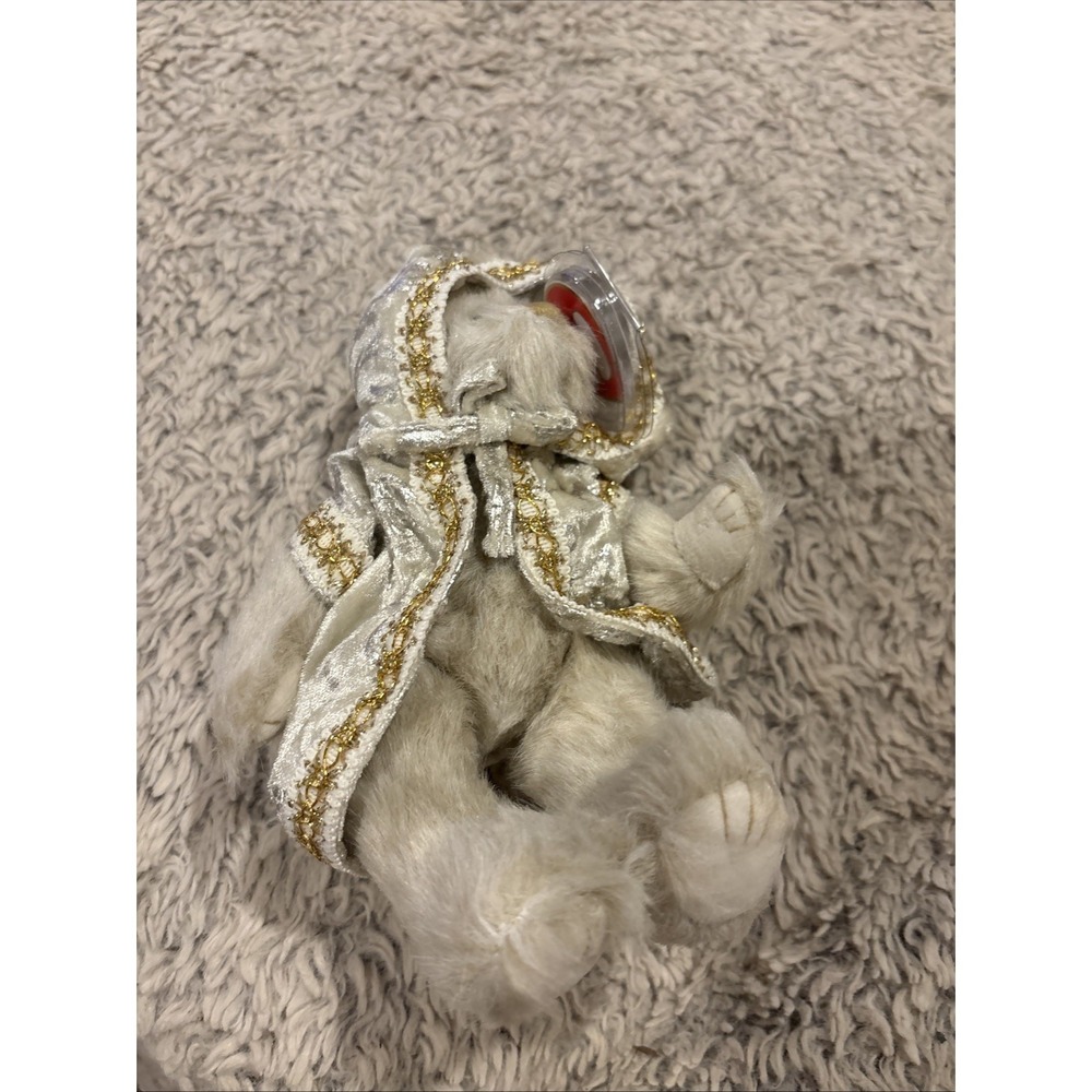 Ty Attic Treasure Herald Bear Plush Small White Excellent‎ Silver Gold Cape